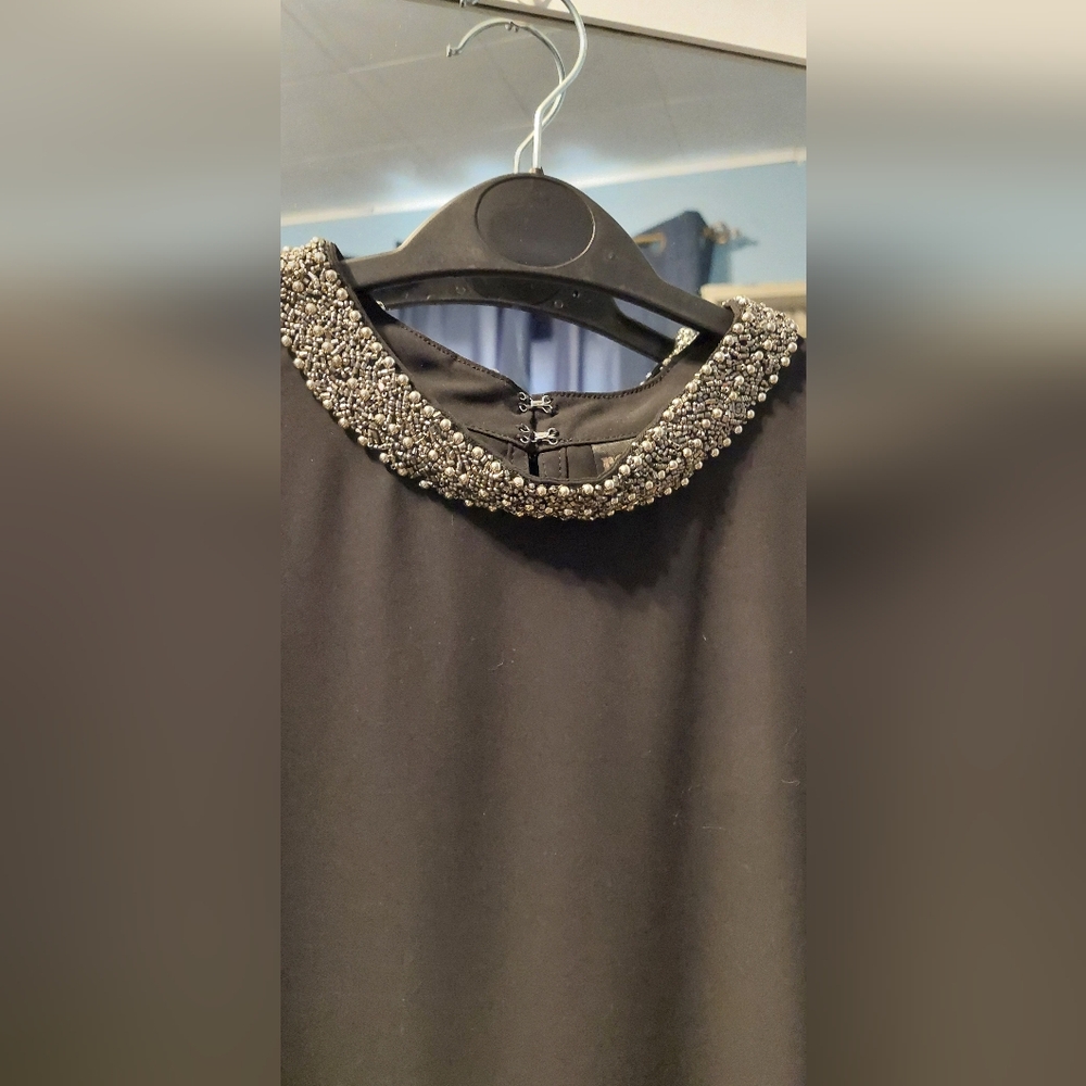 Black Chiffon with jeweled neckline